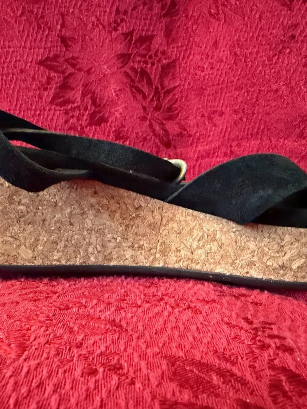 Ugg Uma Platform Black Suede Wedge Sandal Sz 10